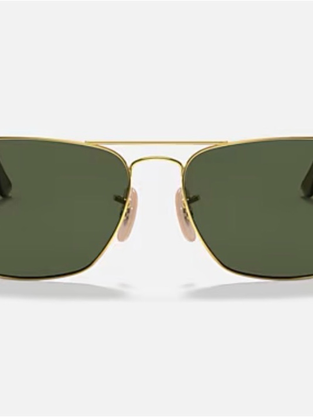 Ray-Ban Caravan Gold Frame Sunglasses with Dark Green Lenses